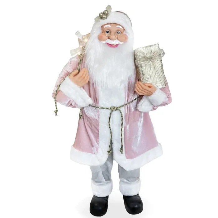 Babbo Natale H90 cm con Luci e Suoni Rosa