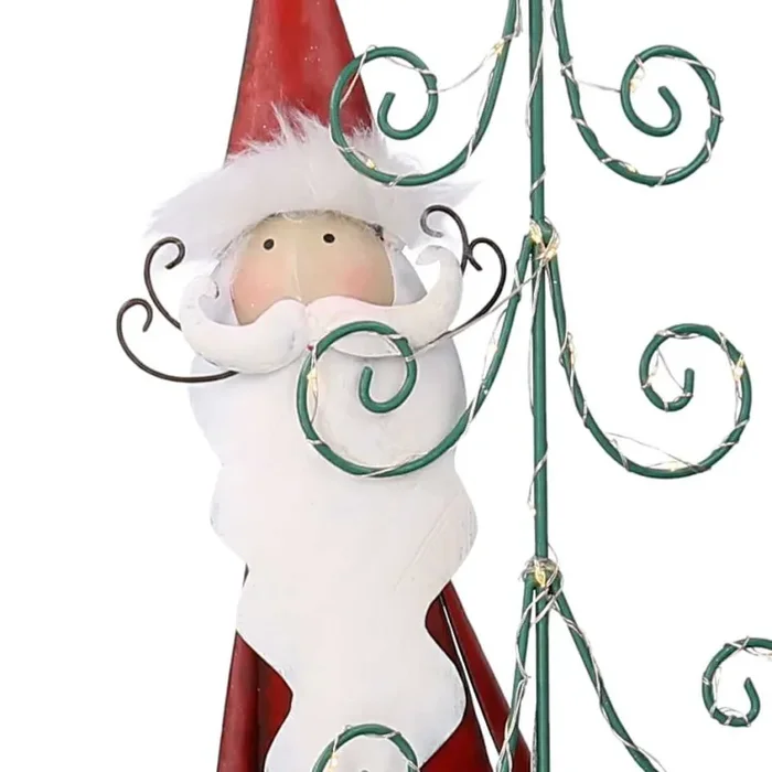 Babbo natale in metallo con albero rosso con led cm 29,2x14xh84,5 - immagine 3