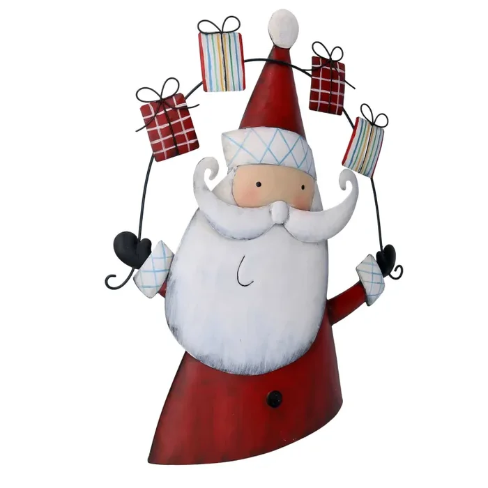 Babbo natale in metallo con regali rosso cm 38,7×10,8xh47,6 - immagine 2