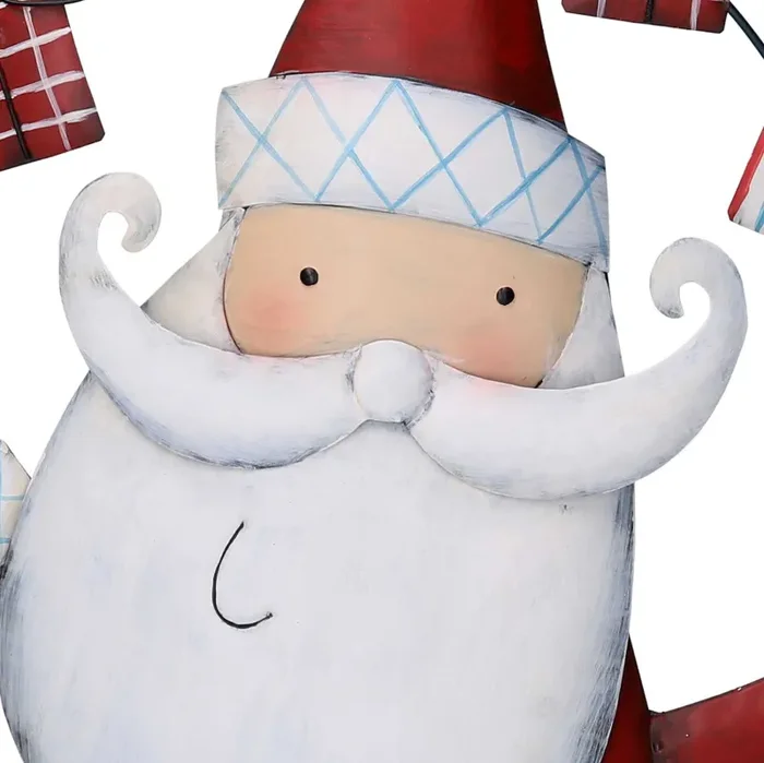 Babbo natale in metallo con regali rosso cm 38,7×10,8xh47,6 - immagine 3