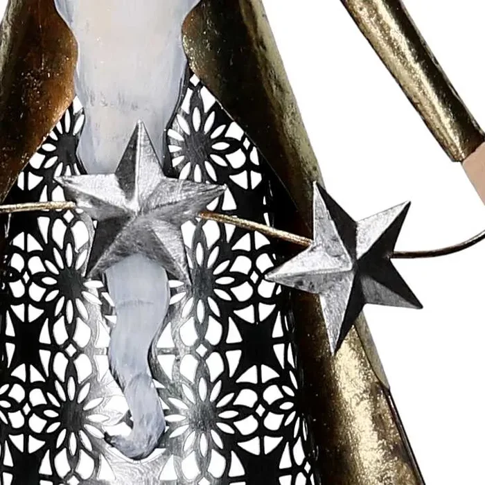 Babbo natale in metallo con stelle argento e oro cm 30,5×10,8xh76,2 - immagine 2