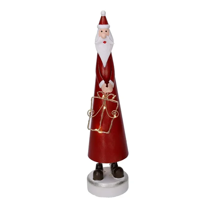 Babbo natale in metallo rosso con led cm 7,5×7,5xh31,5