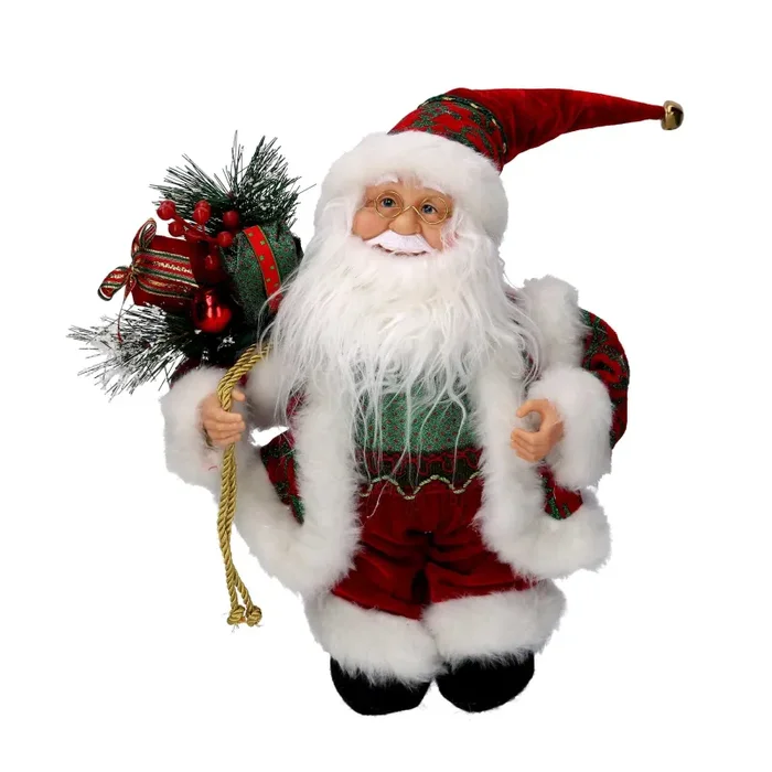 Babbo natale in tessuto bordeaux con musica e movimento cm xh35,5 Online