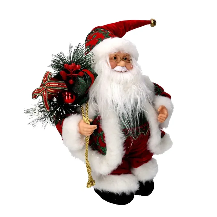 Babbo natale in tessuto bordeaux con musica e movimento cm xh35,5 Online - immagine 2