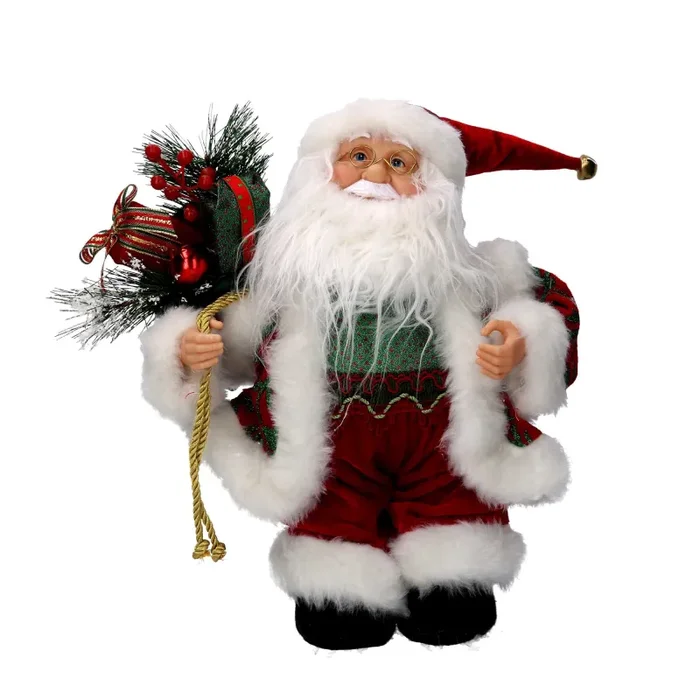 Babbo natale in tessuto bordeaux con musica e movimento cm xh35,5 Online - immagine 3