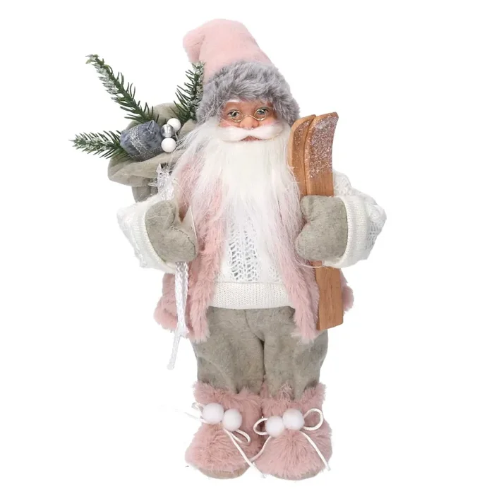 Babbo natale in tessuto rosa cm xh45