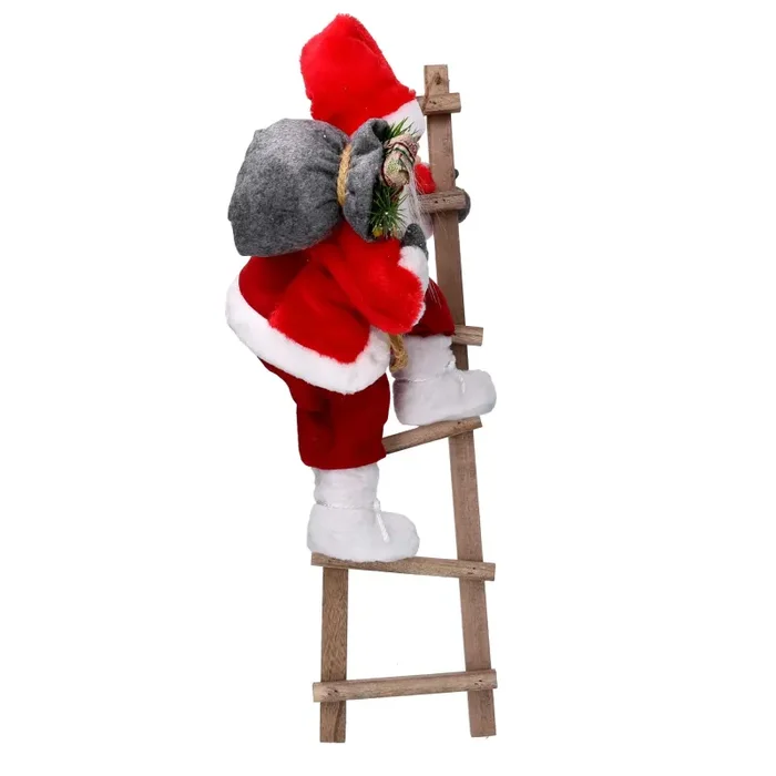 Babbo natale in tessuto rosso su scala cm xh45 - immagine 2
