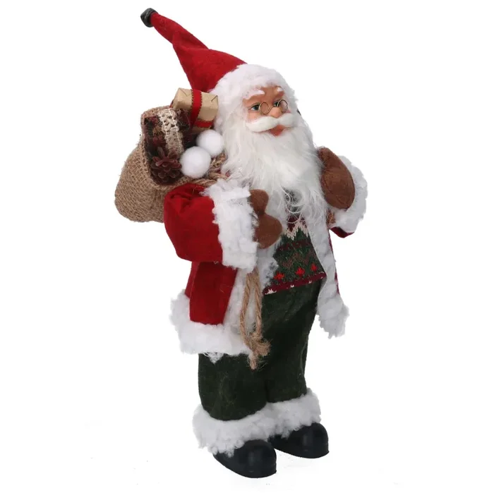 Babbo natale in tessuto verde e rosso cm xh30 - immagine 2