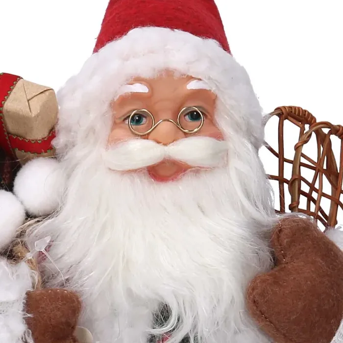 Babbo natale in tessuto verde e rosso cm xh30 - immagine 3