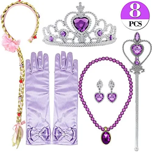 Bascolor Principessa Rapunzel Sofia Vestito Accessori Collana Diadema Guanti…