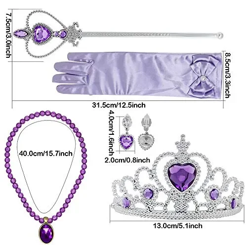 Bascolor Principessa Rapunzel Sofia Vestito Accessori Collana Diadema Guanti… - immagine 2