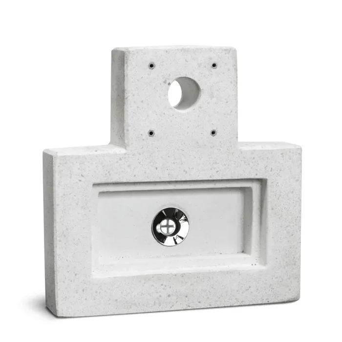 Base con Vasca Rettangolare 40x40x8 cm per Fontane in Cemento Levigato Bianco