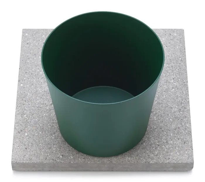 Base con Vaschetta per Fontane con Ghiera Grande 40x40x5 cm in Cemento Belfer 42/BSE/3 Verde - immagine 3