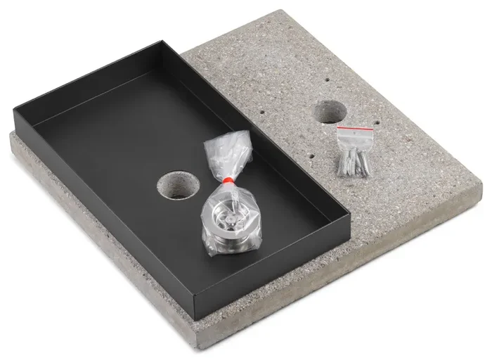 Base con Vaschetta per Fontane con Ghiera Grande 40x40x5 cm in Cemento Belfer 42/BSE/5 Verde - immagine 3