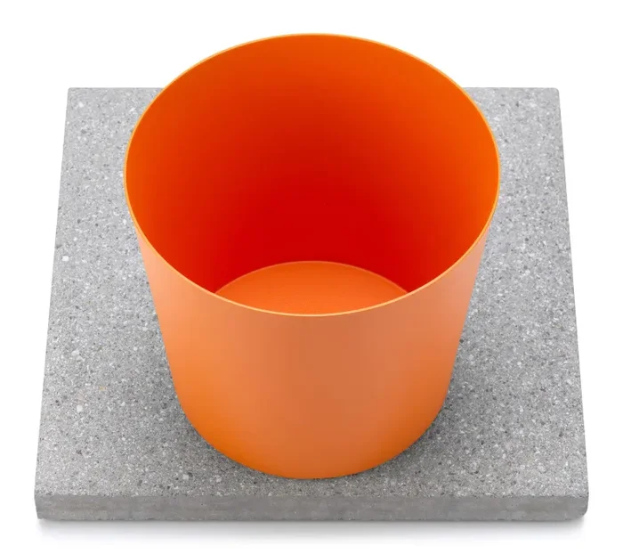 Base con Vaschetta per Fontane con Ghiera Piccola 40x40x5 cm in Cemento Belfer 42/BSE/4 Arancione - immagine 3