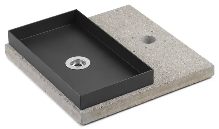 Base con Vaschetta per Fontane con Ghiera Piccola 40x40x5 cm in Cemento Belfer 42/BSE/6 Antracite Vendita calda online