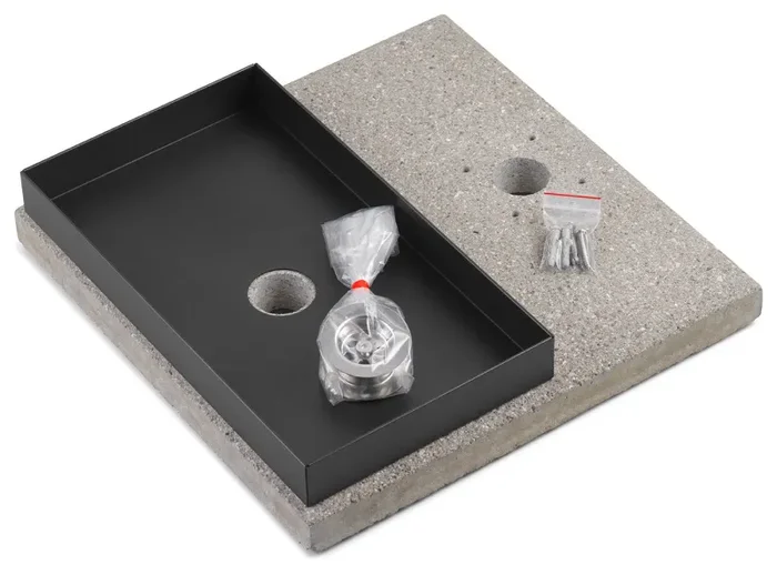Base con Vaschetta per Fontane con Ghiera Piccola 40x40x5 cm in Cemento Belfer 42/BSE/6 Antracite Vendita calda online - immagine 3