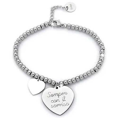 Beloved Bracciale da donna, braccialetto in acciaio emozionale – frasi, Mod 1