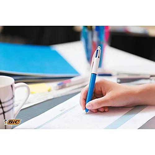 BIC 4Colori Original, Penne a Sfera a Scatto, Colorate, Punta Media (1 mm), Cancelleria Scuola e Ufficio, Set Penne 2+1 Unità - immagine 2