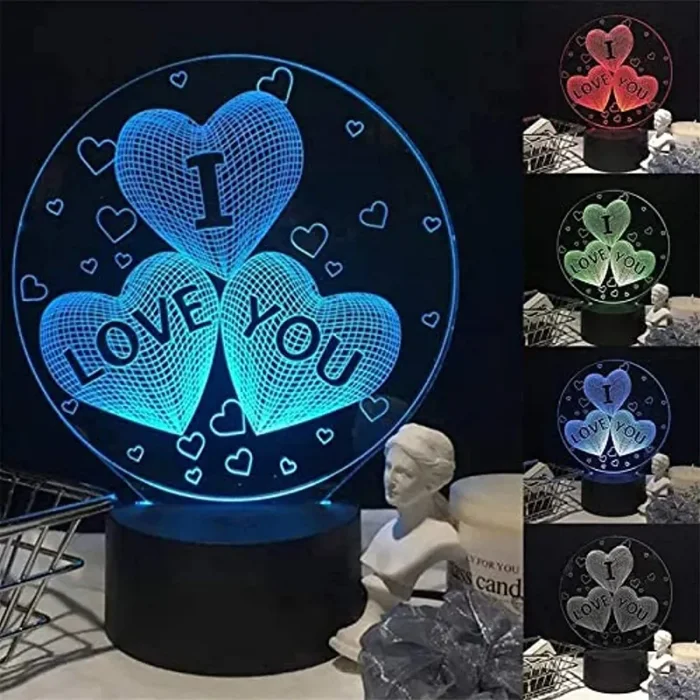 BIEE Ti Amo Cuore LED Lampada da Comodino 3D Illusion Luce Notturna Regalo di San Valentino Sconti