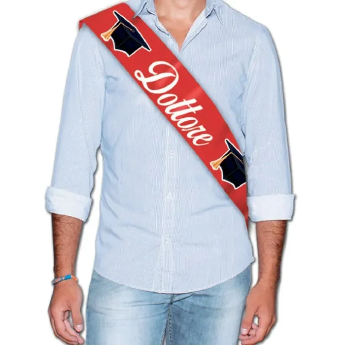 Big Party Fascia Premio Metallizzata Dottore 168 x 10 Cm Rosso