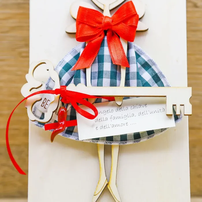 Bimba/Angelo della Chiave con Abito Verde a Quadri Beccalli - immagine 3