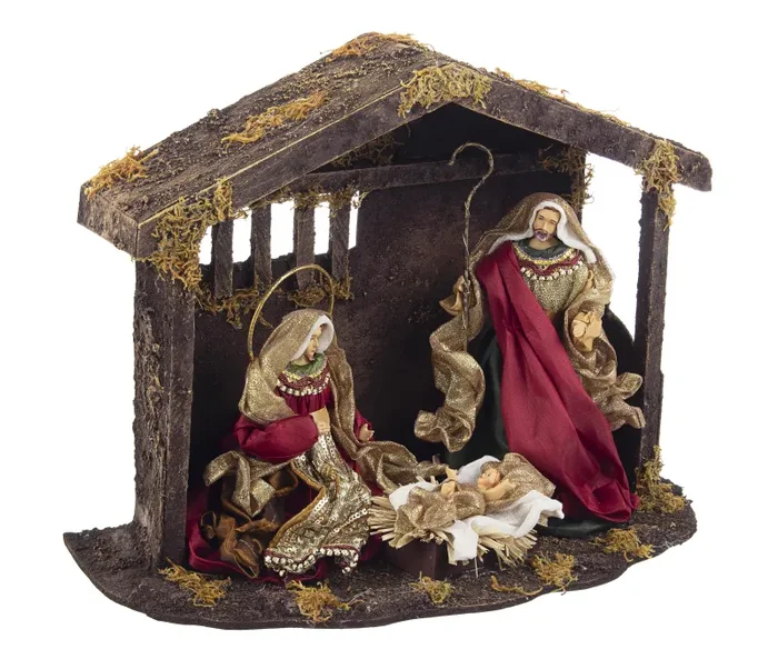 Bizzotto Natività Baroque con Capanna Dec. Natale H 67 Cm Rosso
