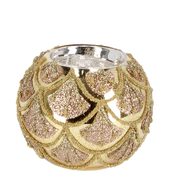 Bizzotto Portacandela Natale Vetro Winslows D 80 Cm Oro