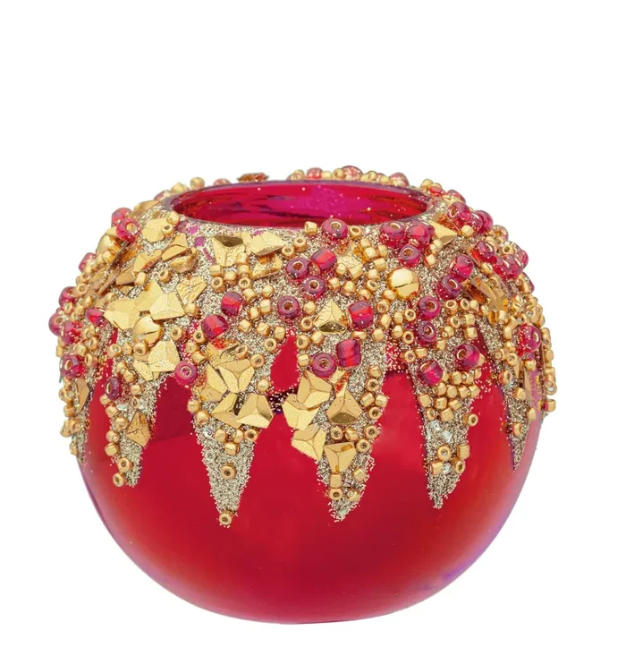 Bizzotto Portacandela Vetro Firework D 80 Cm Rosso Rv