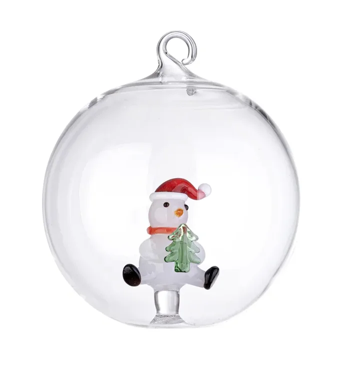 Bizzotto Sfera Vetro Flare Pupazzo di Neve Natale con Box