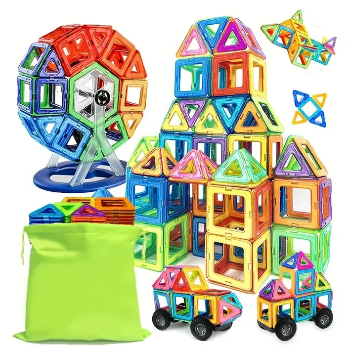 Blocchi magnetici di grandi dimensioni Designer fai da te Magnete Giocattolo Costruttore educativo Set Giocattoli per bambini, Regalo di Natale/Halloween/Ringraziamento