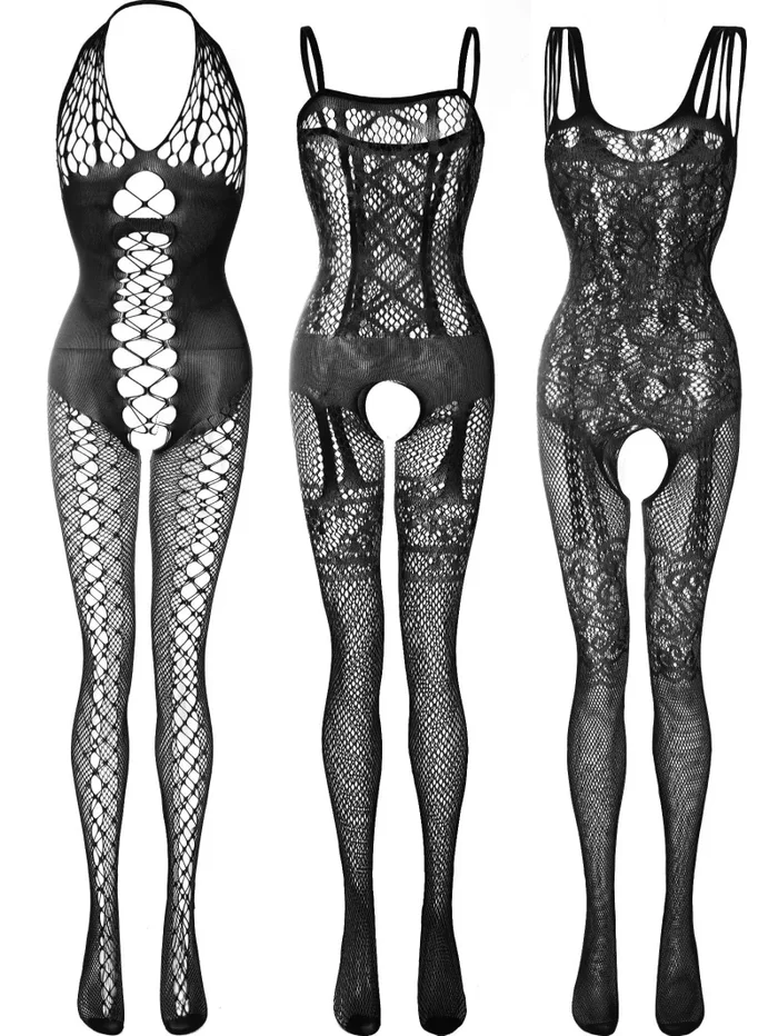 Boao 3 Pezzi Donna di Calze Pizzo Lingerie Floreale a Rete Lingerie… - immagine 2