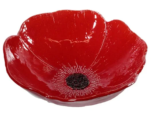 BOLO GRANDE PAPAVERO IN CERAMICA PRATO ROSSO (diam.32cm)