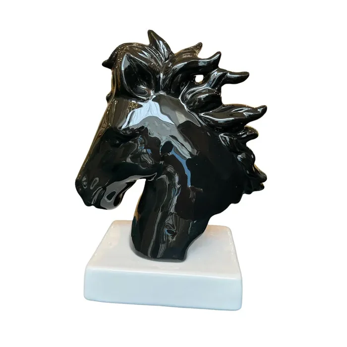 Bomboniera Amagè Statua Cavallo L’Eleganza in Ceramica H22 cm Nero