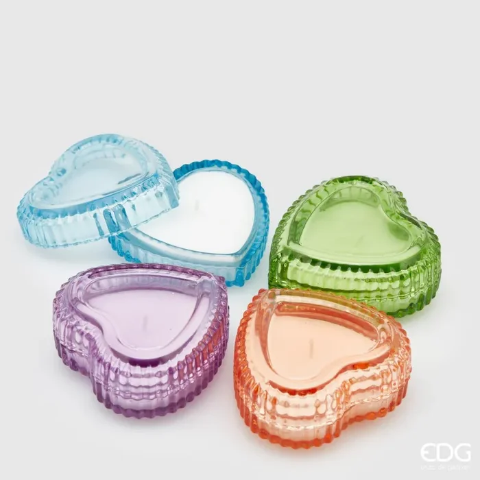 Bomboniera EDG Enzo De Gasperi Set 4 Candele Cuore H4 D9 cm Vendita calda