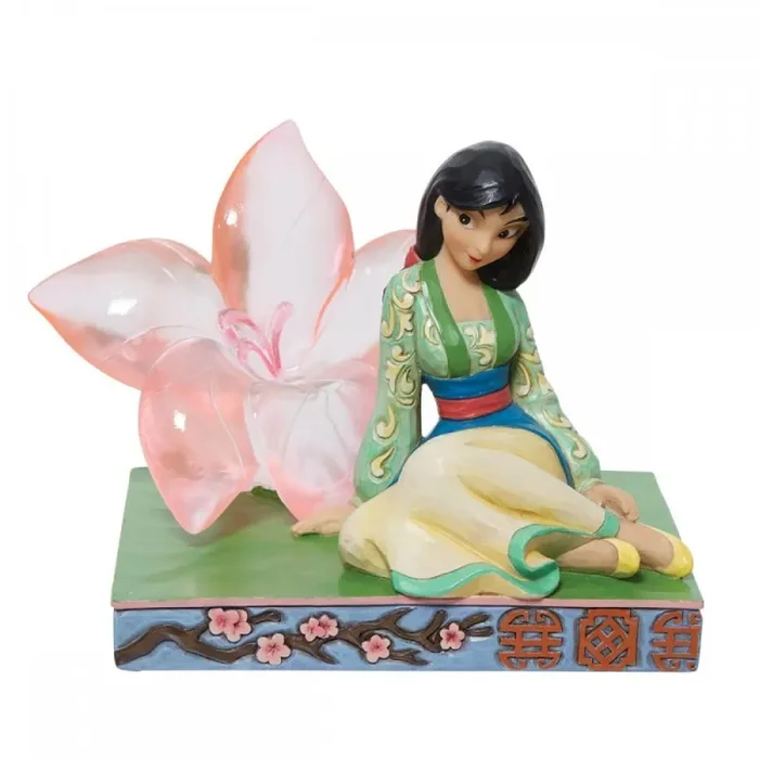 Bomboniera Enesco Statuetta Colorata Mulan con Fiore di Ciliegio in Resina