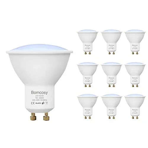 Bomcosy Lampadina LED GU10 7W, Non Dimmerabile, Bianco Freddo 6000k