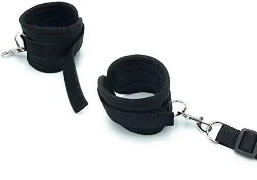 BONDAGERIE® Kit letto con Manette, Morbide e Imbottite, regolabili e Nero Fornitura - immagine 2