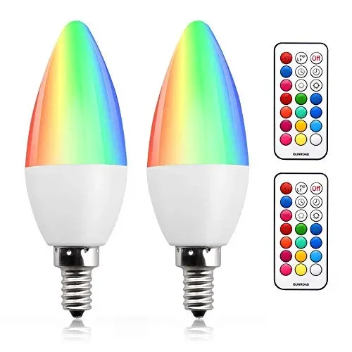 Bonlux Lampadine Colorata LED E14 RGB Colori 3W C35 E14, Bianco Calda