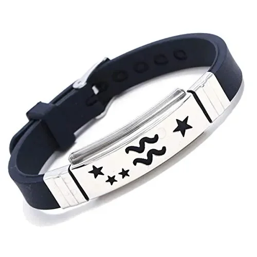 Bracciale in Nera con Piastra Incisa Segno di Costellazione Bottiglia D’acqua Fornitura