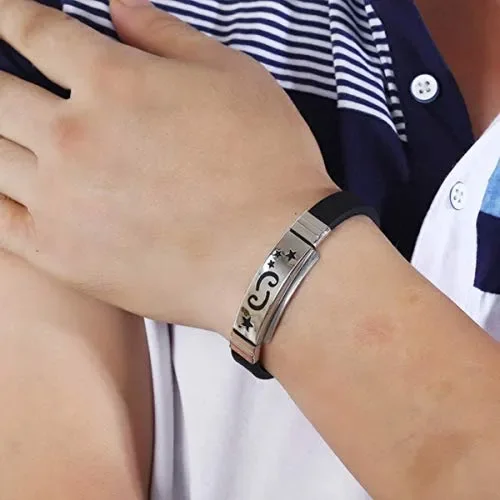 Bracciale in Nera con Piastra Incisa Segno di Costellazione Bottiglia D’acqua Fornitura - immagine 2