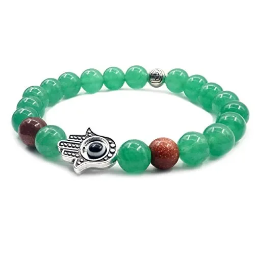 Bracciale in Pietra Agata 8mm Yoga Reiki Healing Balancing Energy Hamsa Hand…