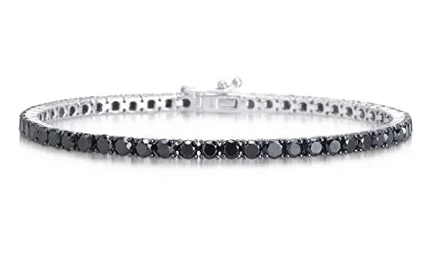 Bracciale Tennis in Argento 925 Rodiato con Zirconi Neri Taglio Diamante,… Online ora
