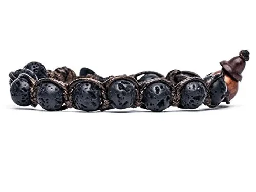 Bracciale tibetano buddista in Lava Nera MainApps Moda