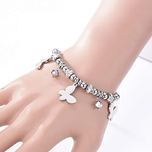 Braccialetti Pop-corn per le donne, Bracciale con ciondolo Charm #5 Farfalla - immagine 2