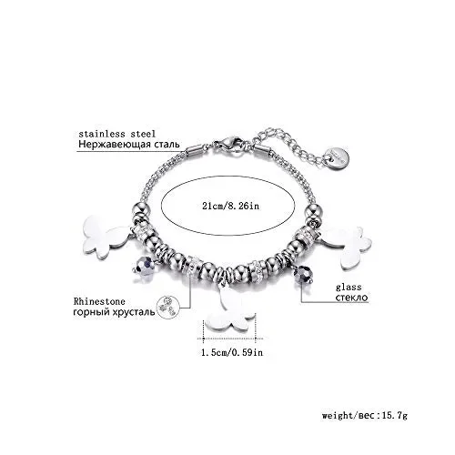 Braccialetti Pop-corn per le donne, Bracciale con ciondolo Charm #5 Farfalla - immagine 3