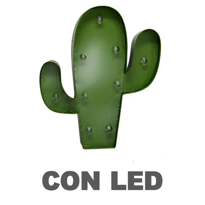 Cactus in metallo verde con led cm 25,5×30,5×5