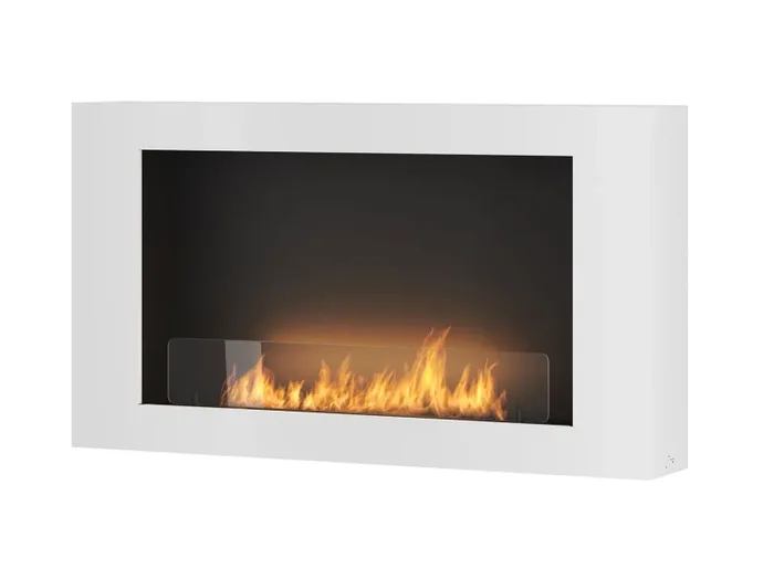 Camino a Bioetanolo da Parete 100×56 cm Murall 1000 Bianco con Vetro