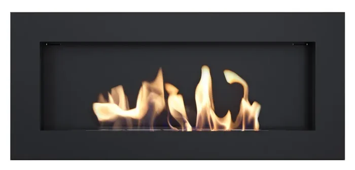 Camino a Bioetanolo da Parete 90×40 cm Flig con Vetro o Senza Vetro Tampa Slim Nero