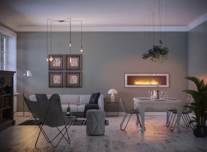 Camino a Bioetanolo da Parete/Incasso 150×49 cm Frame 1500 Bianco con Vetro Vendita online - immagine 2